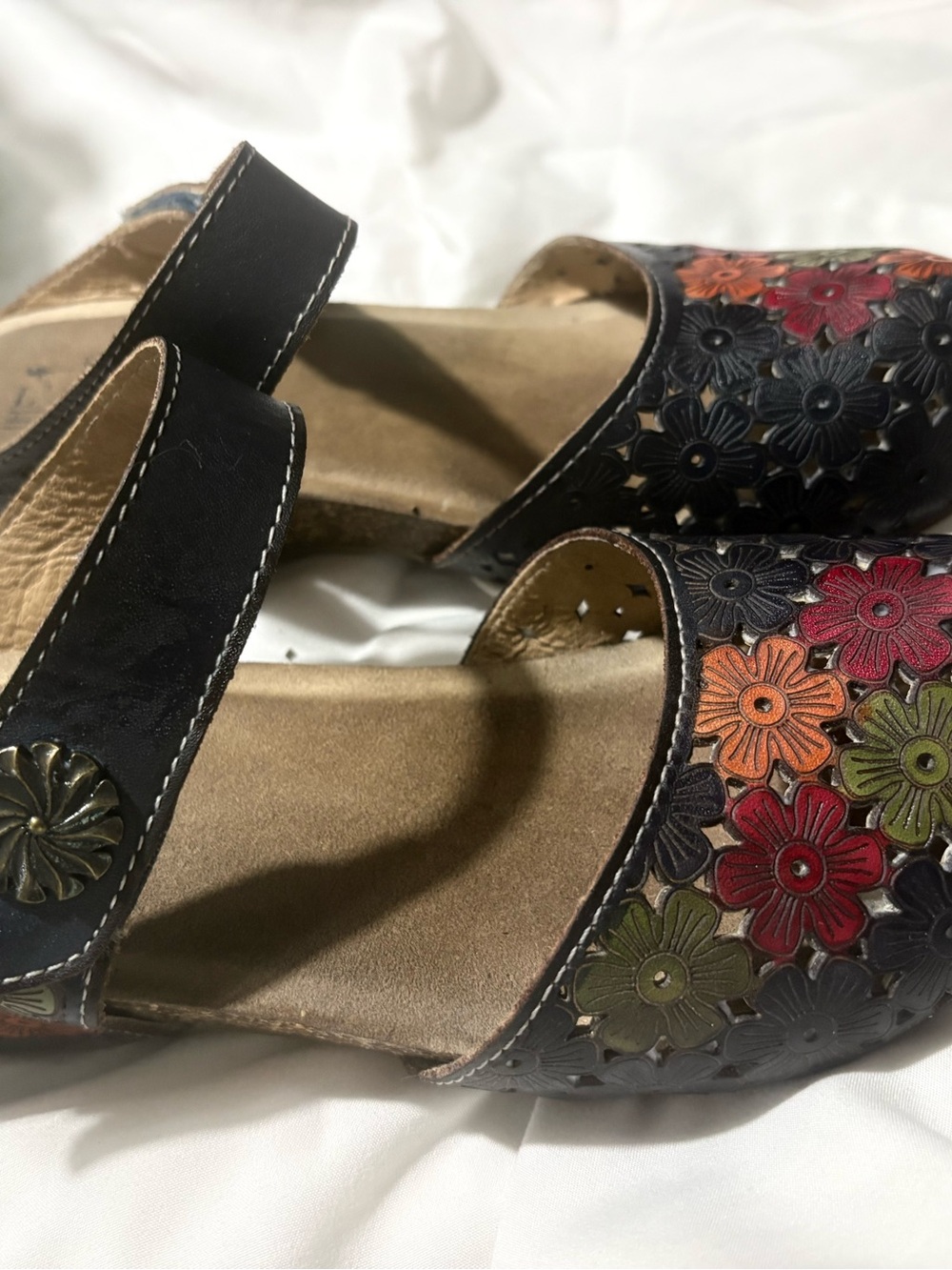 L'Artiste Spring Step Women’s Sandals Size 35 (US 5) “Spikey Blum” Floral Wedge - Picture 7 of 12